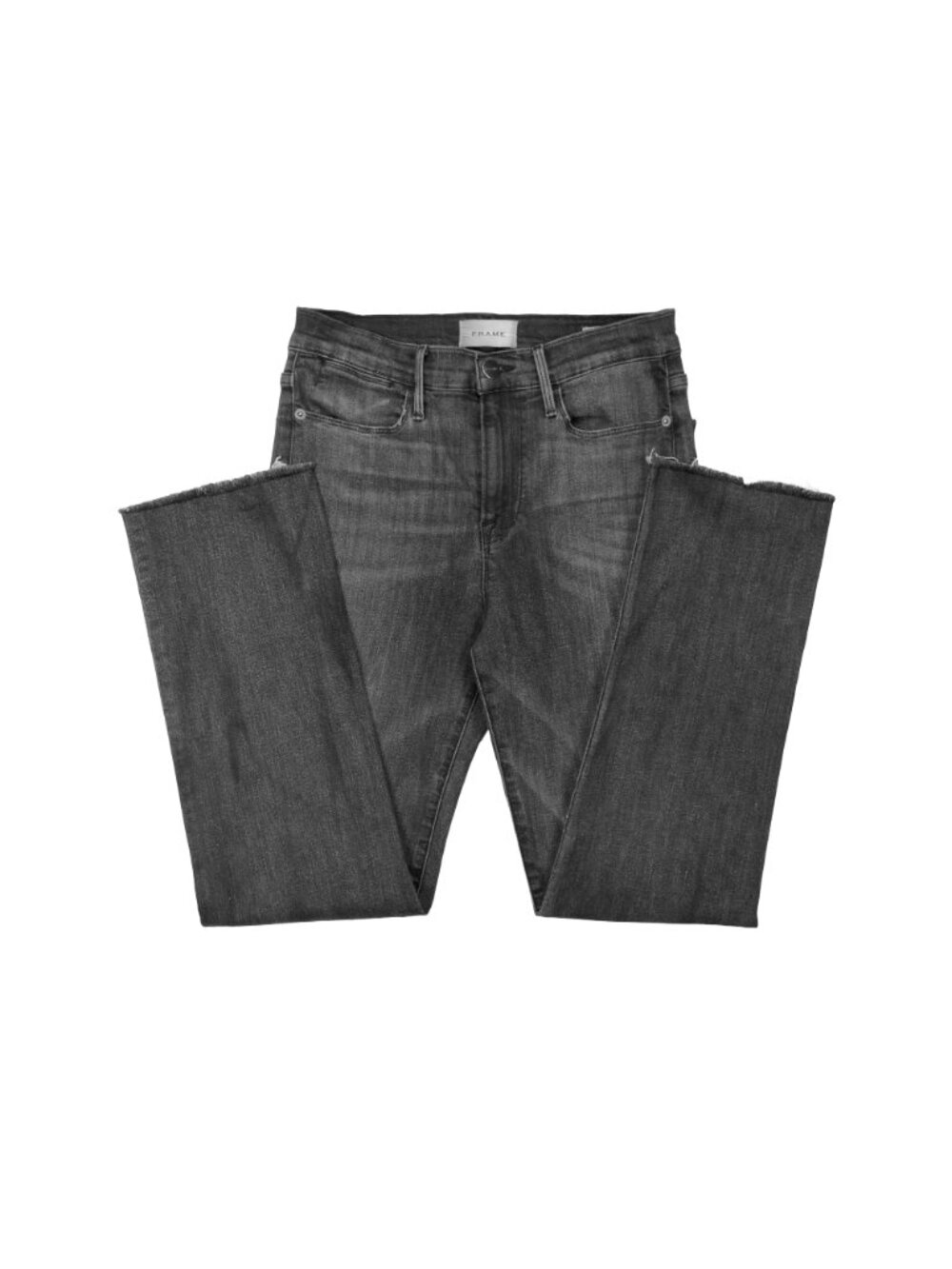 FRAME Le High Straight Jeans 28 Bosworth Black Gray Raw Hem LHSTRA134 - Picture 6 of 14